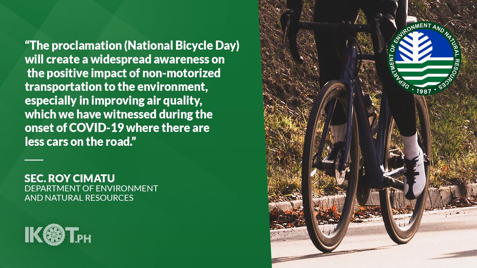 NAT’L BICYCLE DAY TO REDUCE AIR POLLUTION CIMATU — IKOT.PH