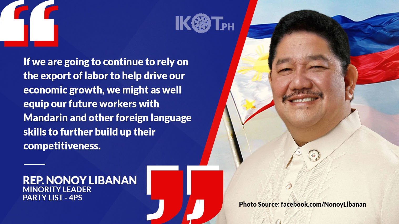 LIBANAN URGES SCHOOLS TO TEACH MANDARIN — IKOT.PH