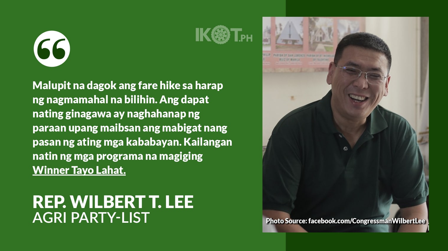 AGRI REP LAUDS BBM’S ORDER TO DEFER LRT FARE HIKE — IKOT.PH