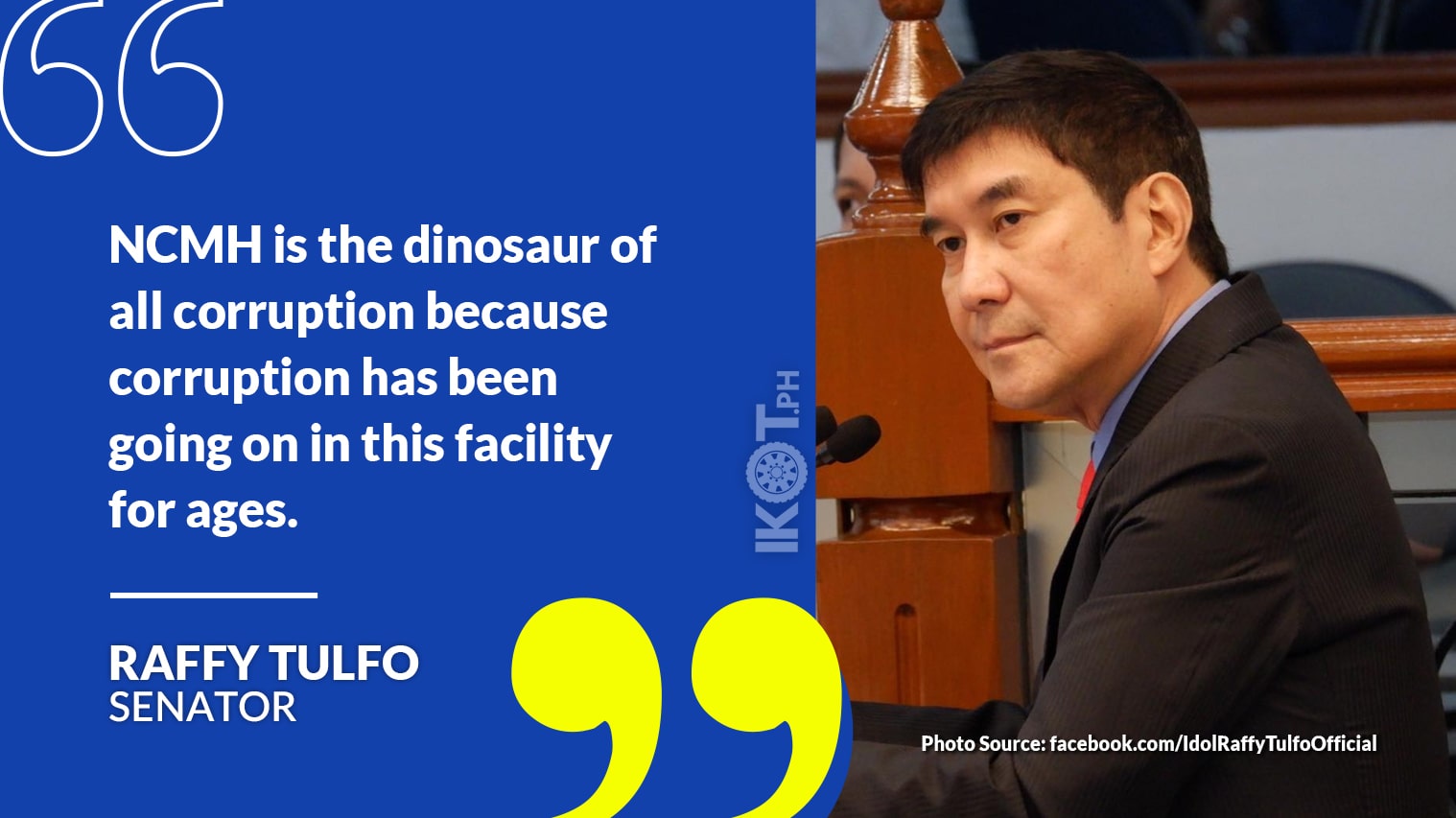 TULFO SLAMS ALLEGED CORRUPTION AT NCMH — IKOT.PH