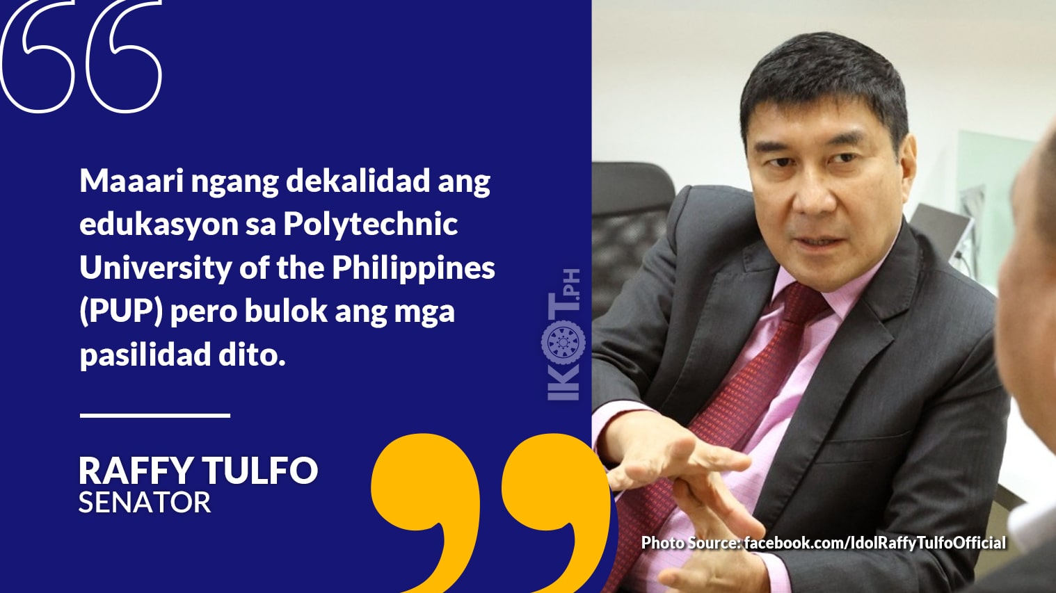 TULFO TO BACK PUP BUDGET IN SENATE DELIBERATIONS — IKOT.PH