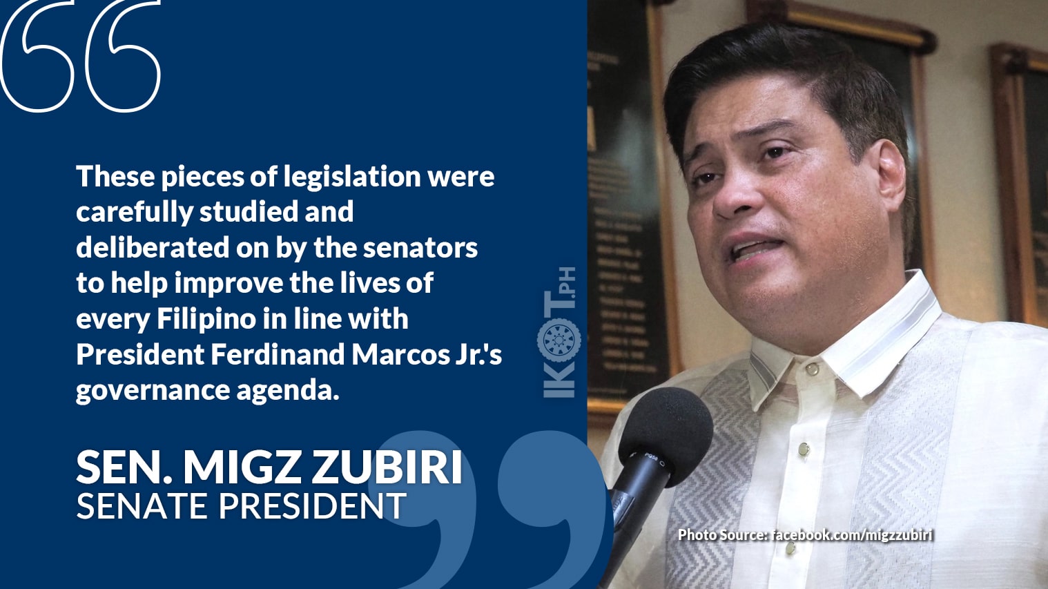 4 ADMIN PRIORITY BILLS GET SENATE NOD, SAYS ZUBIRI — IKOT.PH