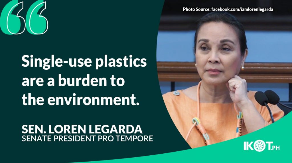 LEGARDA TO PINOYS: DON’T USE SINGLE-USE PLASTICS — IKOT.PH