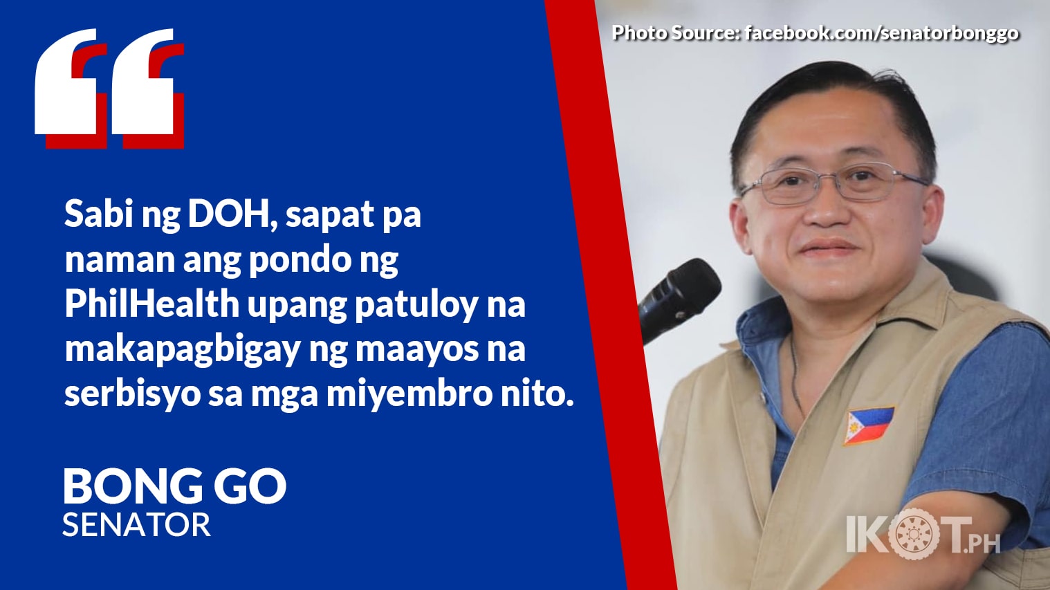 BONG GO BACKS PHILHEALTH PREMIUM HIKE SUSPENSION — IKOT.PH