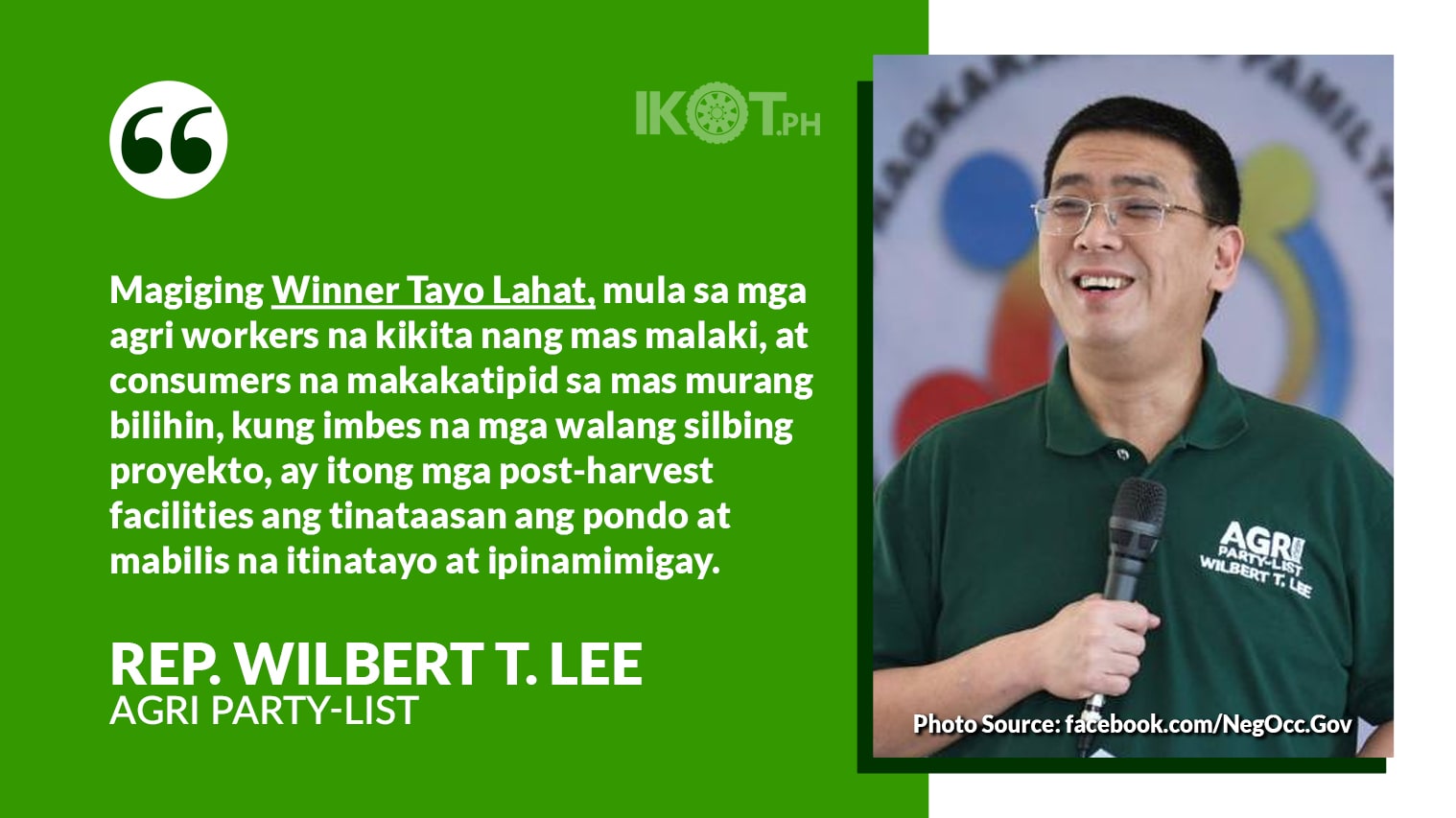 LEE: POST-HARVEST FACILITIES TO LOWER FOOD PRICES — IKOT.PH